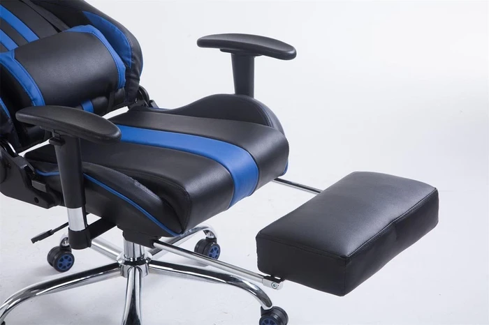 CLP Racing Limit V2 Kunstleder Gamingstuhl mit Fußstütze, schwarz/blau
