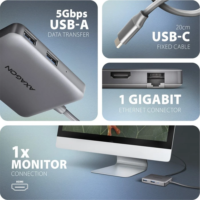 Axagon 5in1 Hub, USB-C 3.0 [Stecker]