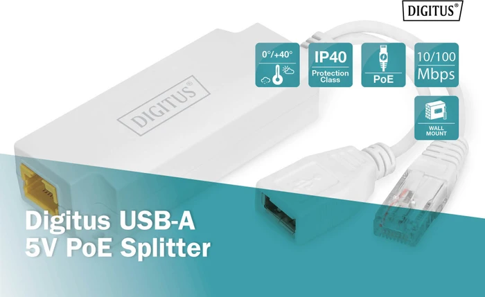 Digitus Gigabit PoE-Splitter, 2x RJ-45, PoE+ PD