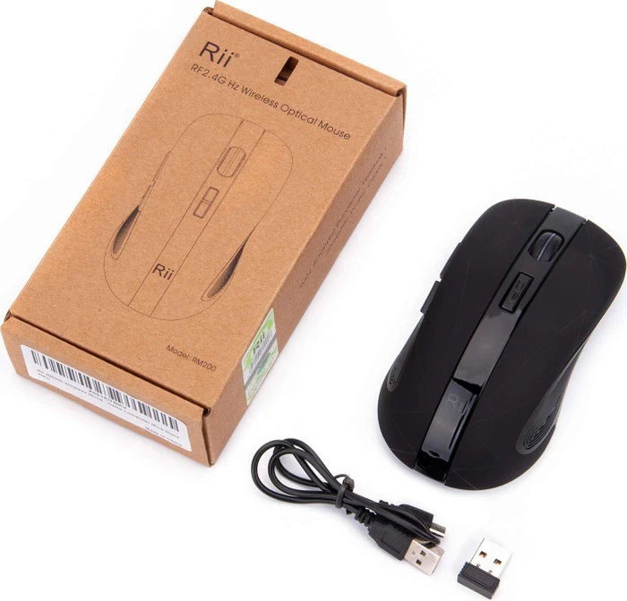 Riitek RM200 Wireless Mouse schwarz, USB