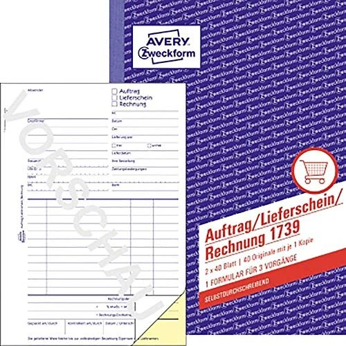 Avery-Zweckform Auftrag/Lieferschein/Rechnung, A5, 80 Blatt