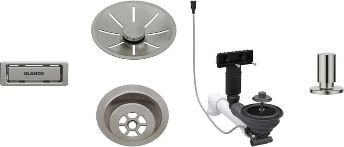 Blanco Ablaufgarniturset für Einzelbecken mit Zugknopf satin platinum