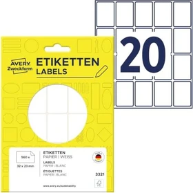 Avery-Zweckform Mini-Organisationsetiketten Sonderformat, 32x23mm, weiß, 28 Blatt (560 Etiketten)