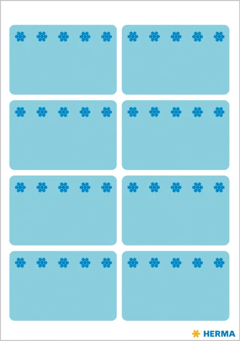 Herma Tiefkühletiketten Eiskristalle, 26x40mm, blau, 6 Blatt (48 Etiketten)