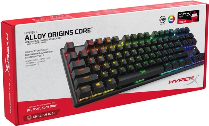 HP HyperX Alloy Origins Core, PBT, LEDs RGB, HyperX RED, USB, US