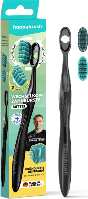 HappyBrush Eco Change Zahnbürste mittel, 1 Stück (HBES01)