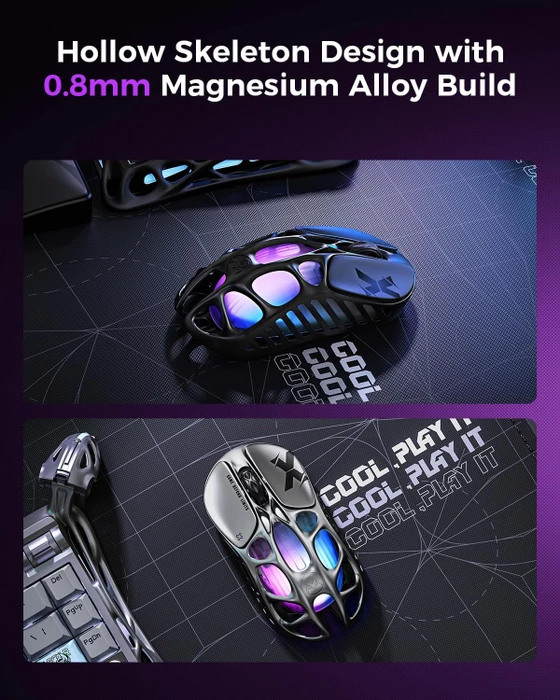 GravaStar Mercury X Wireless Gaming Mouse, Interstellar Silver, USB/Bluetooth