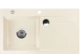 systemceram Stema 90 Einbau Becken links mit Ablauffernbedienung magnolie