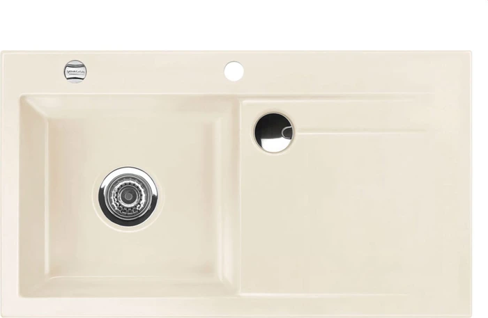 systemceram Stema 90 Einbau Becken links mit Ablauffernbedienung magnolie