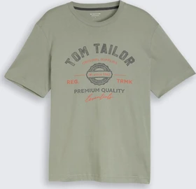 Tom Tailor Logo-Print T-Shirt kurzarm greyish shadow olive (Herren)