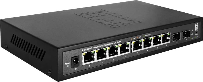 LevelOne GES Desktop Gigabit Smart Switch, 8x RJ-45, 2x SFP