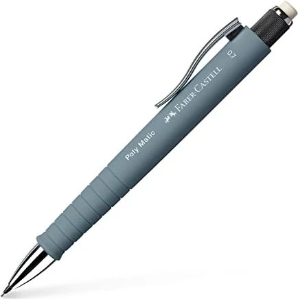 Faber-Castell Poly Matic Druckbleistift B 0.7mm graphit, grau, Radierer