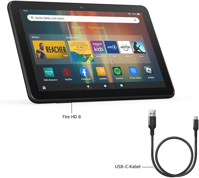 Amazon Fire HD 8 KFRAPWI 2024, mit Werbung, schwarz, 32GB