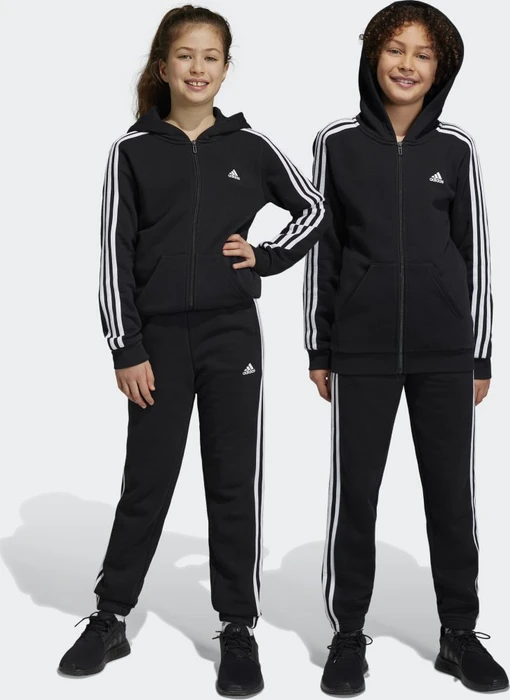 adidas Essentials 3-Streifen Fleece Trainingshose lang schwarz/weiß (Junior)