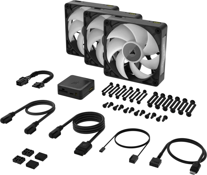 Corsair iCUE LINK RX120 Max RGB Starter Kit, schwarz, LED-Steuerung, 120mm, 3er-Pack