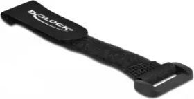 DeLOCK Klett-Kabelbinder mit Schlaufe, 20mm, 150mm, schwarz, 5 Stück