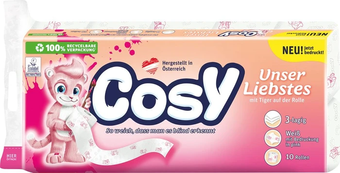 Cosy Unser Liebstes Toilettenpapier 3-lagig weiß, 10 Rollen