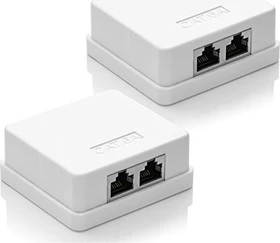 deleyCON Cat6a Anschlussdose Aufputz weiß, 2x RJ-45, 2er-Pack