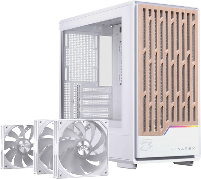 Einarex Pulse PM400 RGB White, weiß/braun, Glasfenster