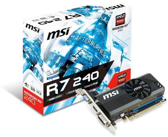 MSI Radeon R7 240, R7 240 4GD3 LP, 4GB DDR3, VGA, DVI, HDMI