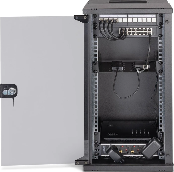 Digitus Professional SoHo Pro Line 10" Wandgehäuse SET 12HE, unmontiert, Sicherheitsglastür, IP20, RAL 9005, 300mm tief