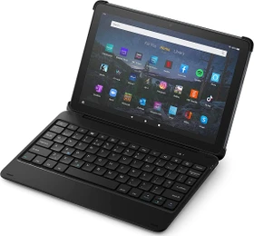 Amazon Fire HD 10 Plus KFTRPWI 2021, ohne Werbung, schwarz, 64GB, UK, mit Bluetooth Tastatur