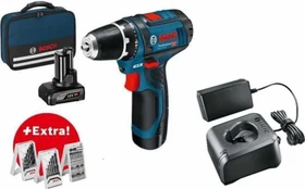 Bosch Professional GSR 12V-15 Akku-Bohrschrauber inkl. Tasche + 2 Akkus 2.0/4.0Ah + Zubehör
