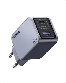 Ugreen Nexode Pro 65W USB-C Ladegerät 3-Ports Mini GaN Schnellladegerat schwarz/grau