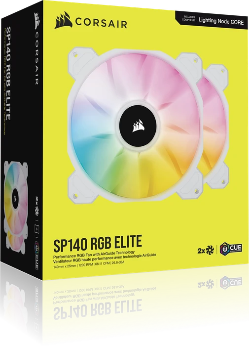 Corsair SP Series iCUE SP140 RGB Elite Dual Fan Kit, weiß, LED-Steuerung, 140mm, 2er-Pack