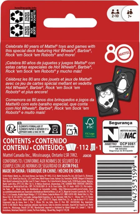 UNO Mattel 80th Ruby Red