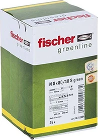 fischer N Green 8x80/40 S Nageldübel Schrauben/Dübel-Sortiment, 45 Stück