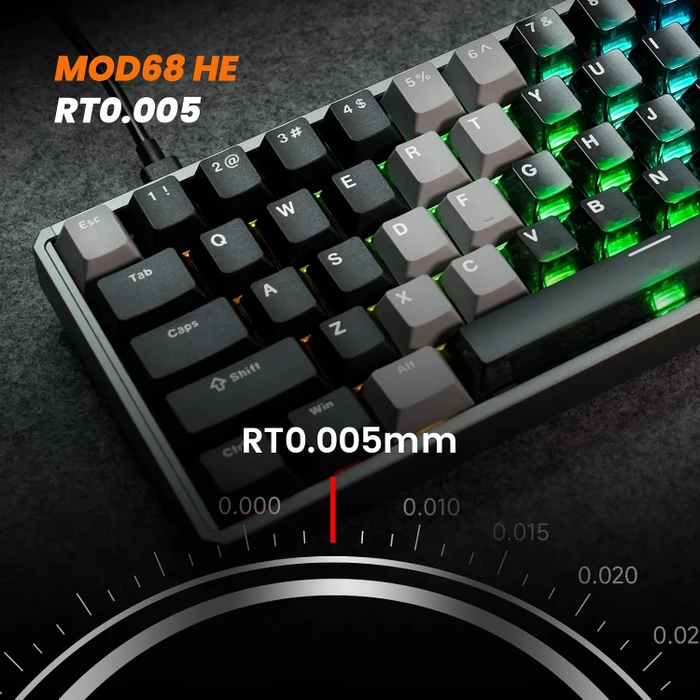 Akko MOD68 HE, Gradient Hybrid Black Transparent, LEDs RGB, hot-swap, AstroAim Magnetic, USB/Bluetooth, US