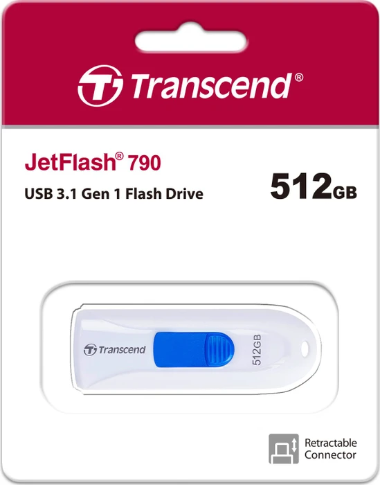 Transcend JetFlash 790 512GB weiß, USB-A, USB 3.2 Gen 1×1
