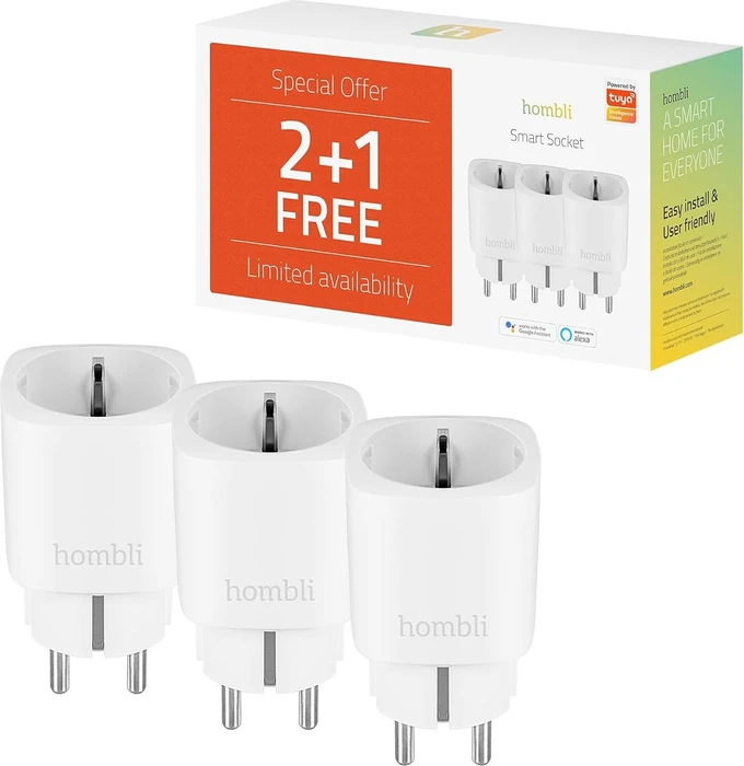 Hombli Smart Socket, 3680W, Smart-Steckdose, weiß, 3er-Pack