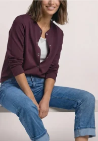 Street One Strick-Look Jacke mit dekorativen Knöpfen Strickjacke rustic rouge (Damen)