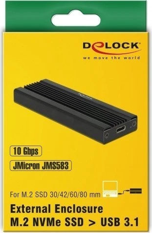 DeLOCK External Enclosure M.2 NVMe SSD, USB-C 3.1