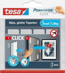tesa Powerstrips Clips Medium Tapete/Putz weiß, Klebenagel