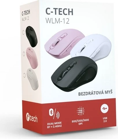 C-Tech WLM-12 Wireless Dual-Mode Mouse schwarz, USB/Bluetooth