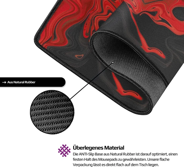 Nyfter Nyfpad XXL Liquid Premium Gaming Mousepad, 900x500mm, Design schwarz/rot