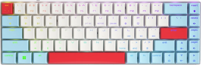 Cherry MX-LP 2.1 Compact Wireless, weiß/hellblau/rot, MX LOW PROFILE RGB SPEED, USB/Bluetooth, US