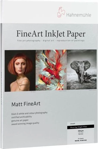 Hahnemühle Digital Matt FineArt Photo Rag Bright White Fotopapier matt weiß, A2, 310g/m², 25 Blatt