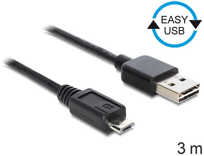 DeLOCK EASY-USB 2.0 Kabel, USB-A [Stecker] auf Micro-B [Stecker], 3m