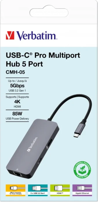 Verbatim USB-C Pro Multiport Hub CMH-05, USB-C 3.0 [Stecker]