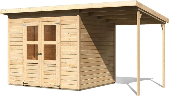 Karibu Merseburg 5 Gartenhaus inkl. Anbau natur