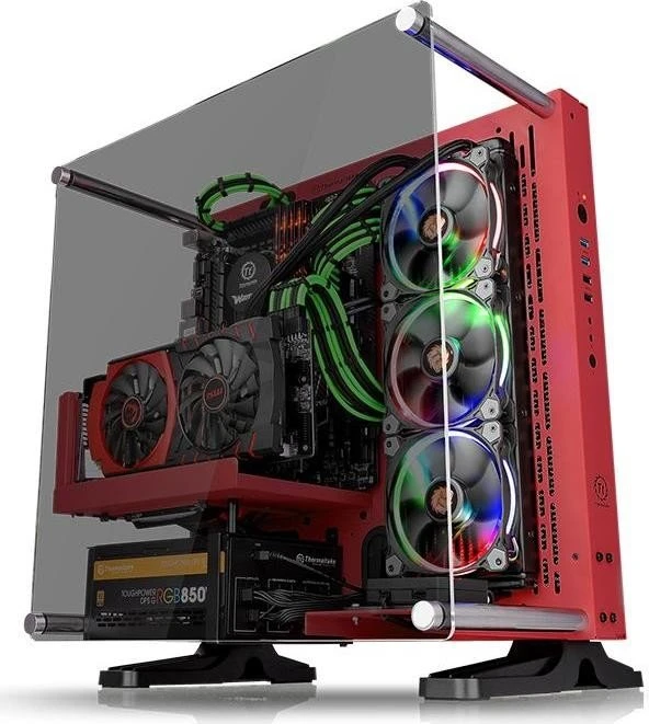 Thermaltake Core P3 Tempered Glass Red Edition, weiß, Glasfenster