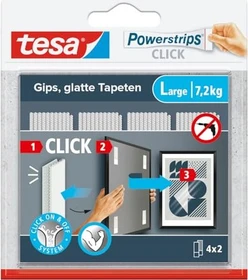 tesa Powerstrips Clips Large Tapete/Putz weiß, Klebenagel