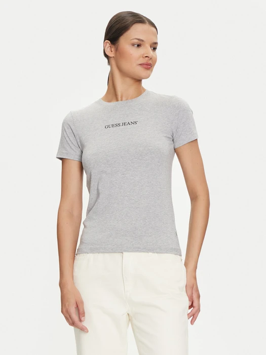 Guess Logo-Print T-Shirt kurzarm grau (Damen)