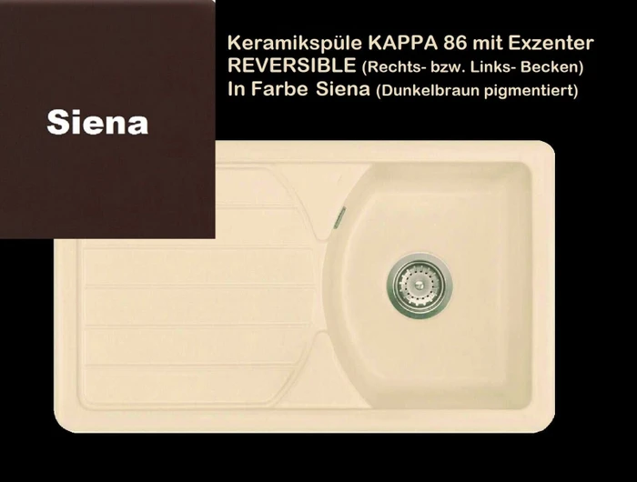 systemceram Kappa 86 Einbau Becken rechts mit Ablauffernbedienung siena