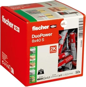fischer DuoPower 8x40 S Schrauben/Dübel-Sortiment, 50 Stück