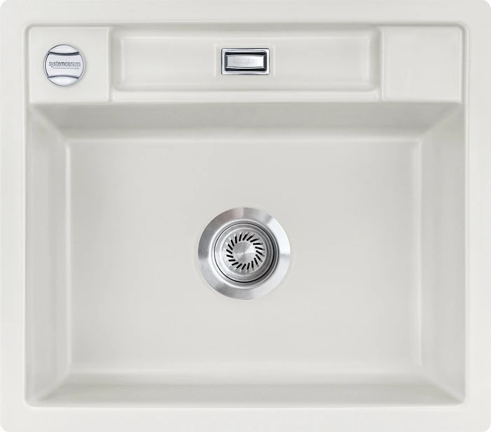 systemceram Bela 57 F Einbau Becken mittig mit Ablauffernbedienung alu
